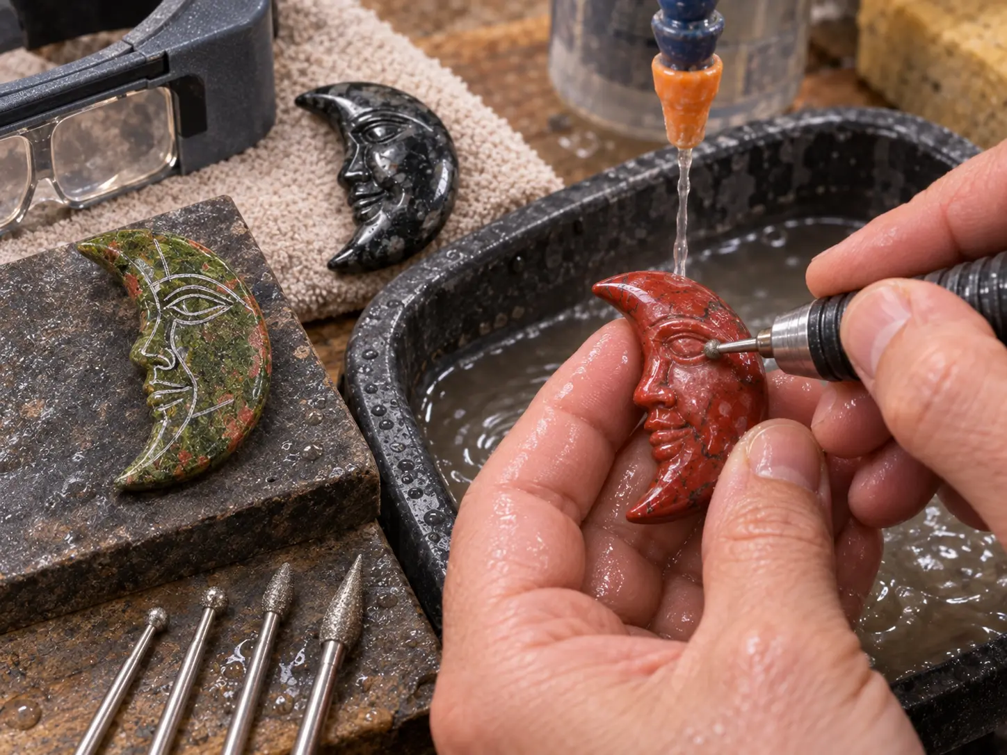 How to Carve a Gemstone Moon Face